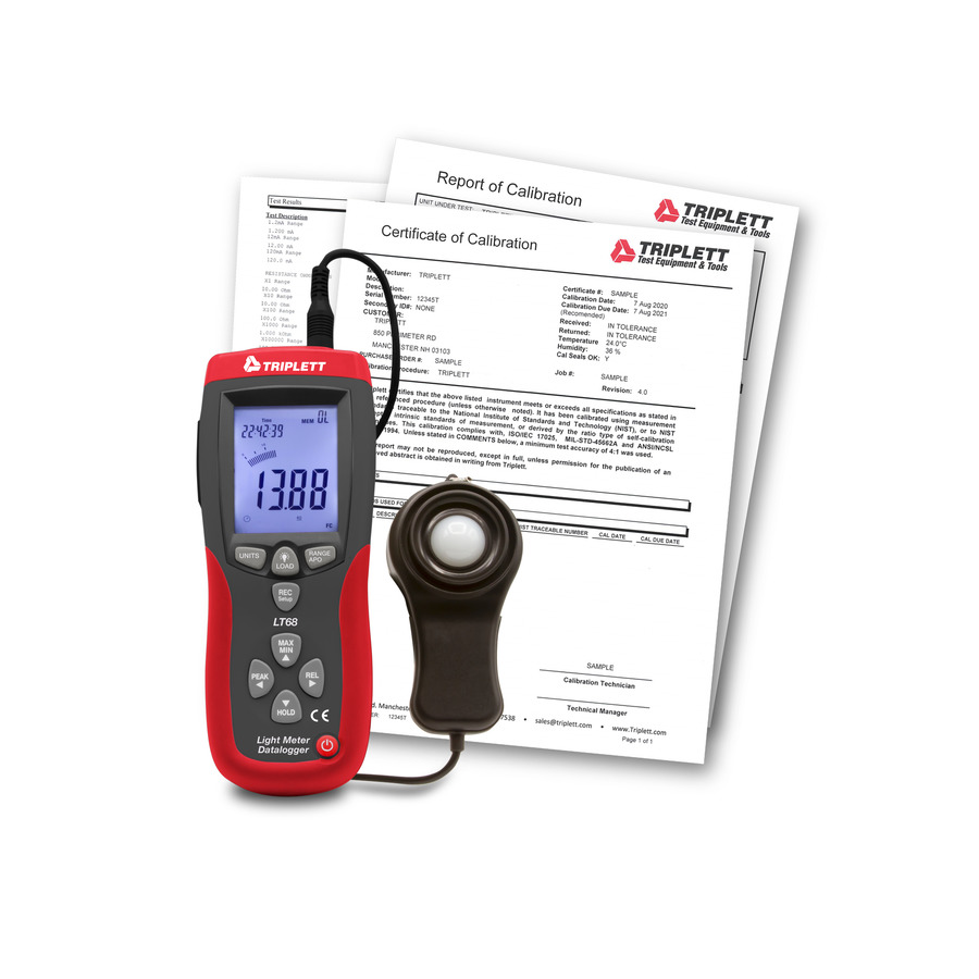 Triplett LT68-NIST Light Meter/Datalogger with Cert. of Traceability to NIST