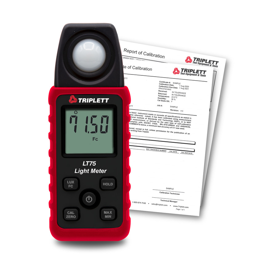 Triplett LT75-NIST Digital Light Meter Lux/Fc with Certificate of Traceability to N.I.S.T.