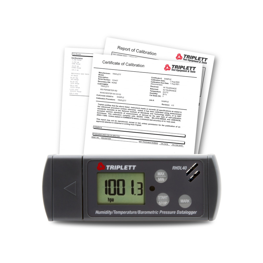 Triplett RHDL40-NIST Temperature, Humidity, Barometric Pressure PDF Datalogger, NIST Certificate