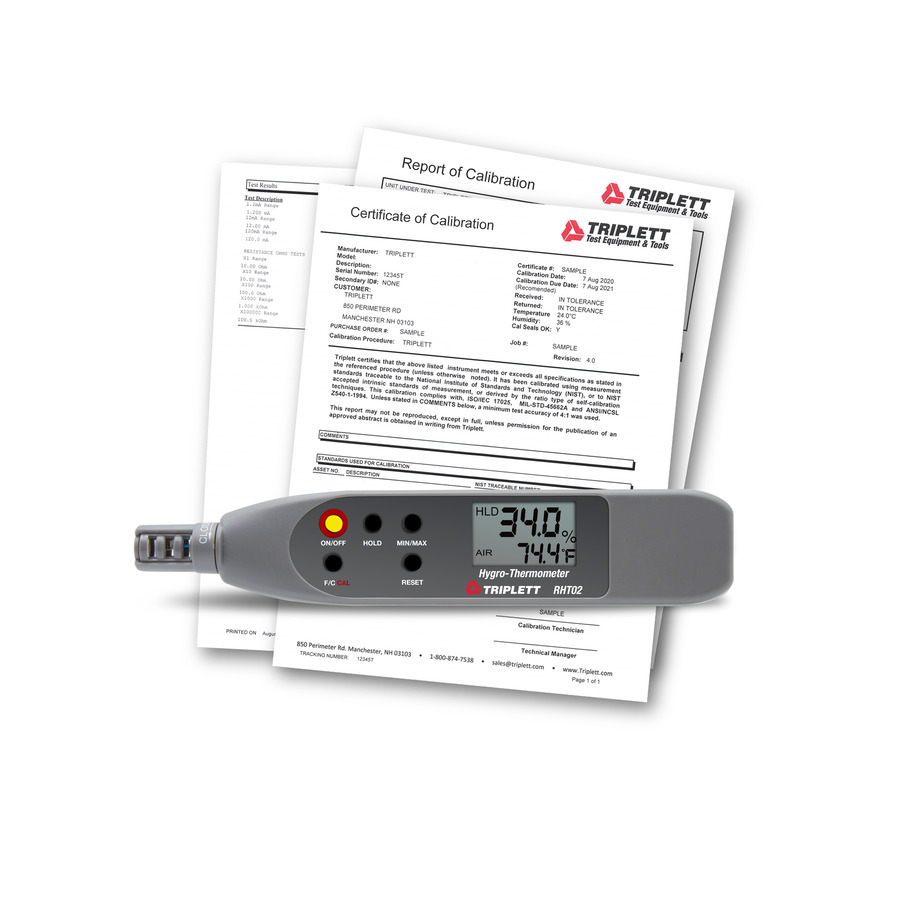 Triplett RHT02-NIST Hygro-Thermometer Pen with Certificate of Traceability to N.I.S.T.