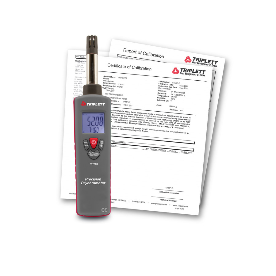 Triplett RHT60-NIST Precision Psychrometer with Cert. of Traceability to NIST