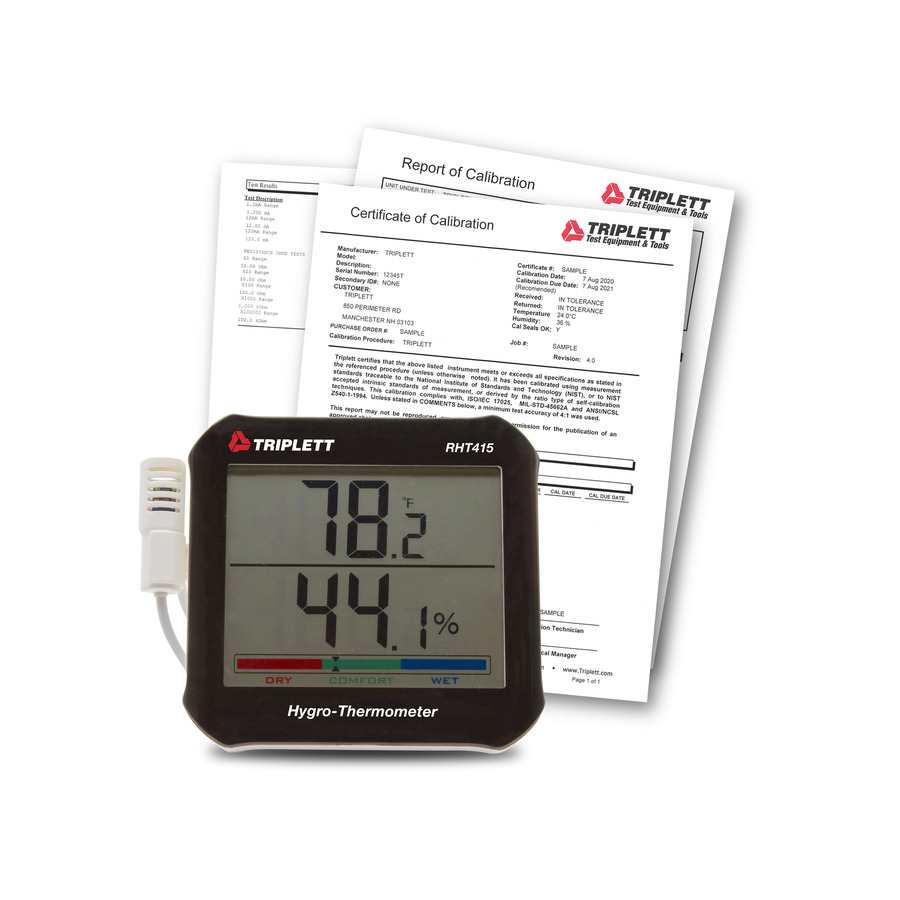 Triplett RHT415-NIST Hygro-Thermometer with Remote Probe and Cert. of Traceability to NIST