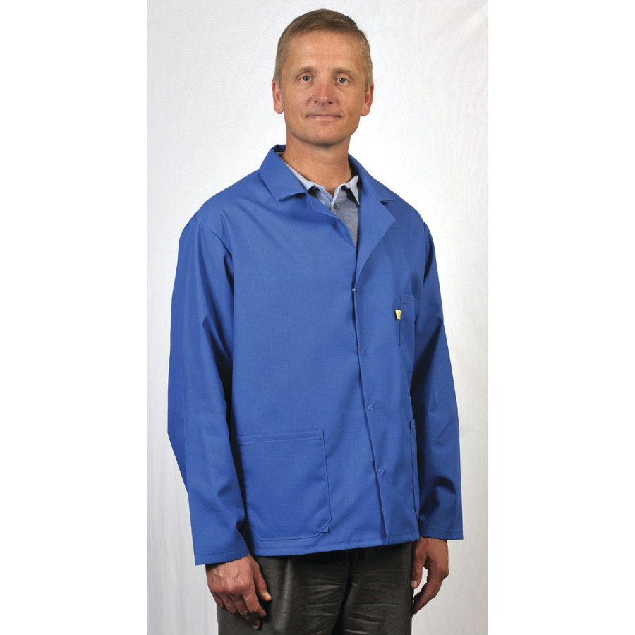 Tech Wear 361ACS-M ESD-Safe Short Coat, Blue, Size Medium