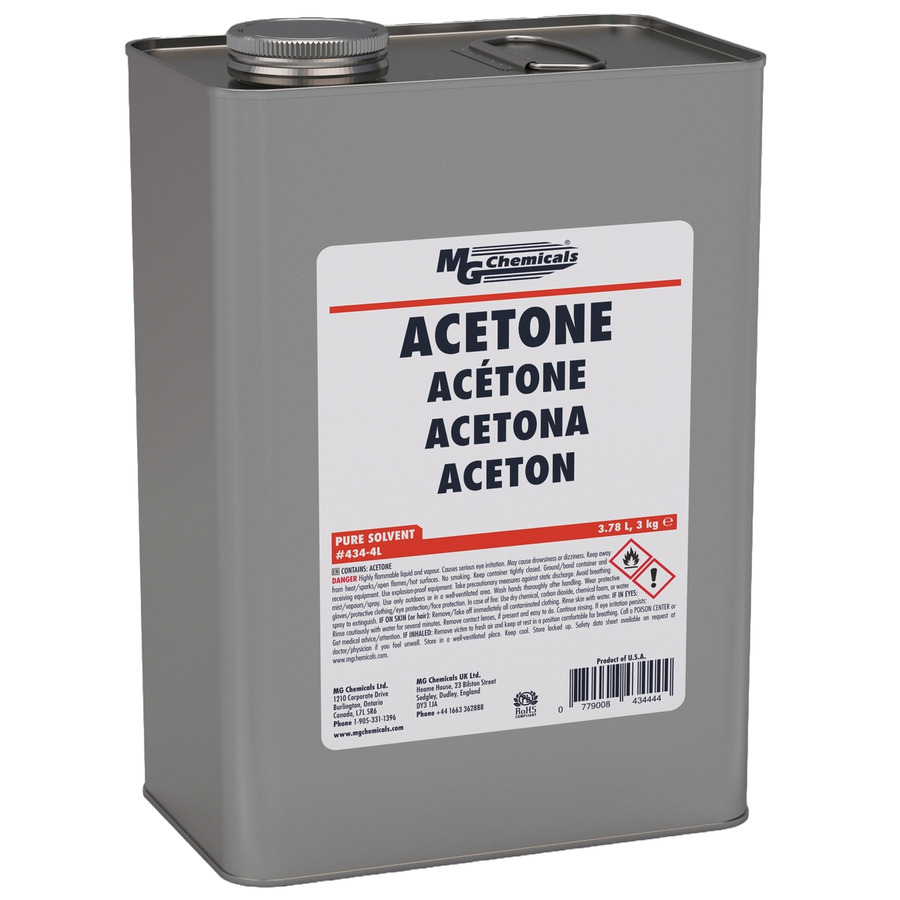 TestEquity: MG Chemicals 434-4L Liquid Acetone, 1 gal, Clear, VOC