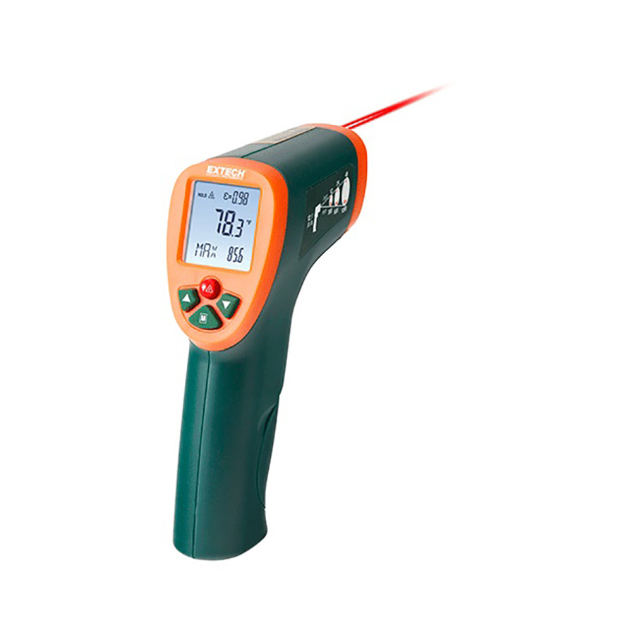 Extech IR270 IR Thermometer, -4 to 1202F(-20 to 650C), 12:1 Spot Ratio, Color Alert, IR Series