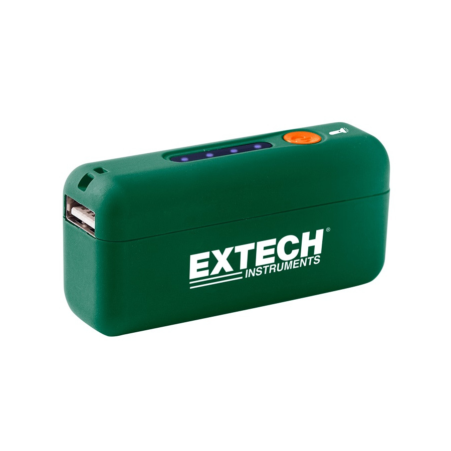 Extech PWR5 Power Bank, 2800mAh, Flashlight, Micro USB Cable, 3 LED Capacity Level Indicator