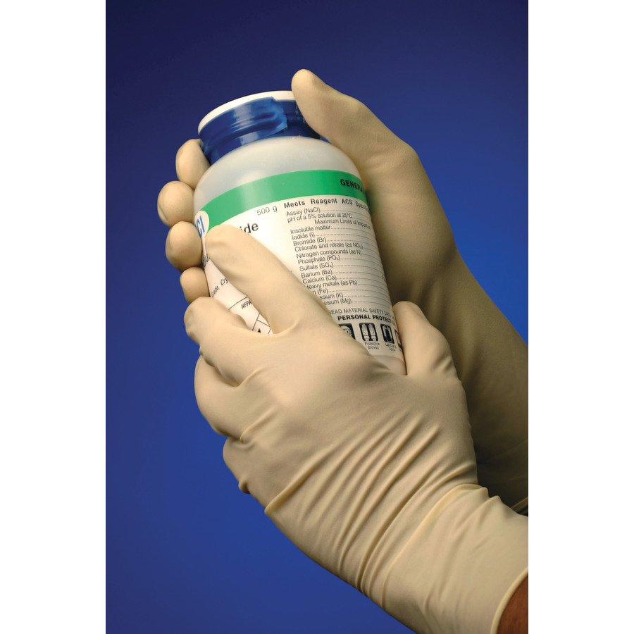 Techniglove TGL1401 Cleanroom Latex Gloves, Cls100, PF 12", Natural, Small, 10 Bags/Cs, TGL1400 Series