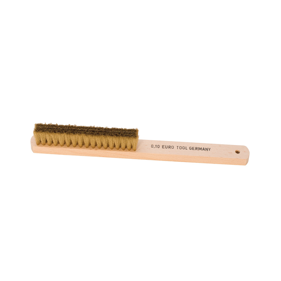 Euro Tool BRS-968.00 Scratch Brush, Toothbrush, Brass/Wood, 4 Row, 0.10mm, 8-5/8"