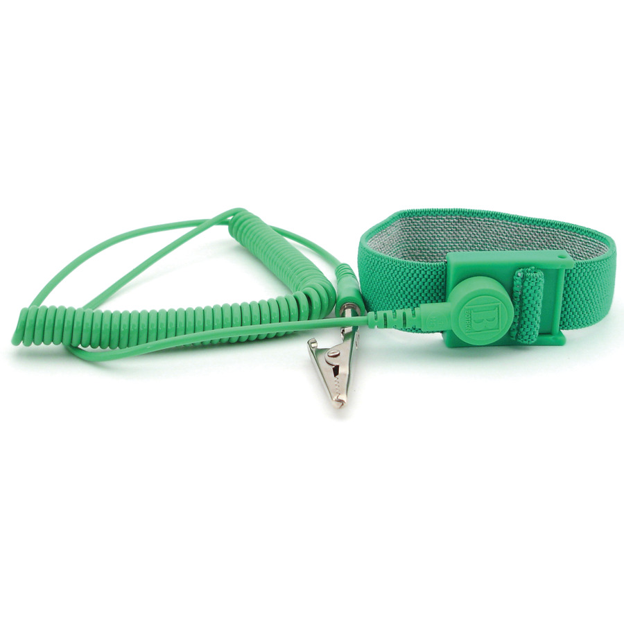 Botron B9008G Green Wrist Strap 1/8" Snap with 6' Coil Cord