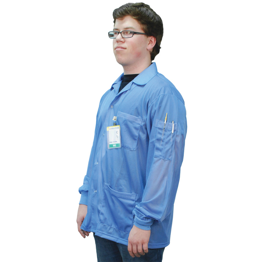 Desco 73773 Smock, ESD Shielding Jacket, Knitted Cuffs, Blue, 5X-Large