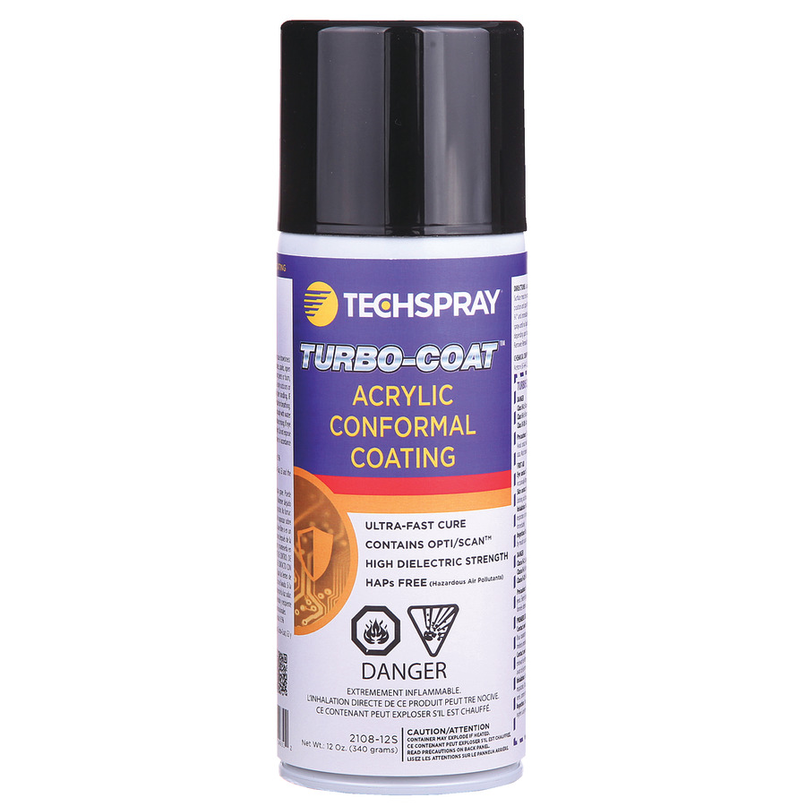 Techspray 2108-12S Turbo-Coat Acrylic Conformal Coating, 12 oz. Aerosol