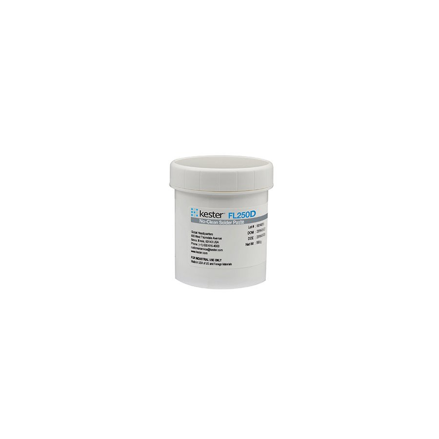 Kester 7009020511 Solder Paste, No Clean, Leaded, Sn63Pb37, 90 %, T3, 600 g Cartridge, Halogen, FL250D Series