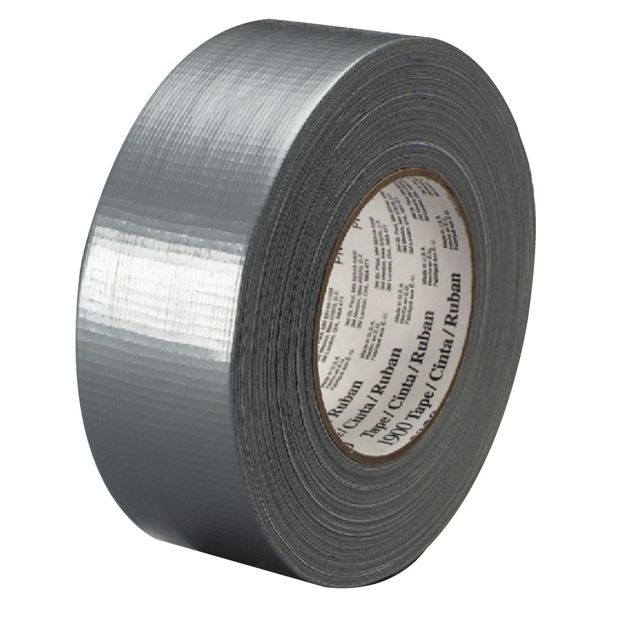 3M 1900 Duct Tape, Silver, Synthetic Rubber Adhesive, Thin, Light Duty Sealing and Holding, 2in x 60yds