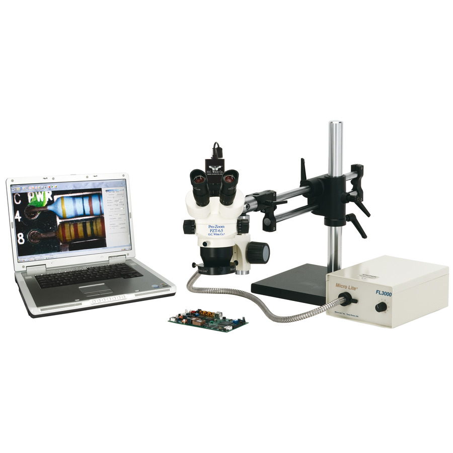 O.C. White TKDPZT-A Pro-Zoom™ Digital Trinocular Microscope w/Boom Stand