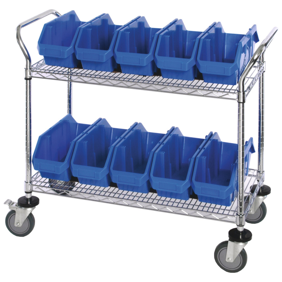 Quantum Storage Systems WRC2-1836-1867 Mobile Wire Cart with 10 Blue Bins