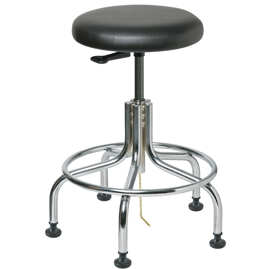 Bevco 3210E-V Bevco Versa ESD Vinyl Stool, Chrome Tubular Steel Base, ESD Mushroom Glides, 19"-24" Seat Height Adj., 300lb Weight Capacity, 12yr Warranty