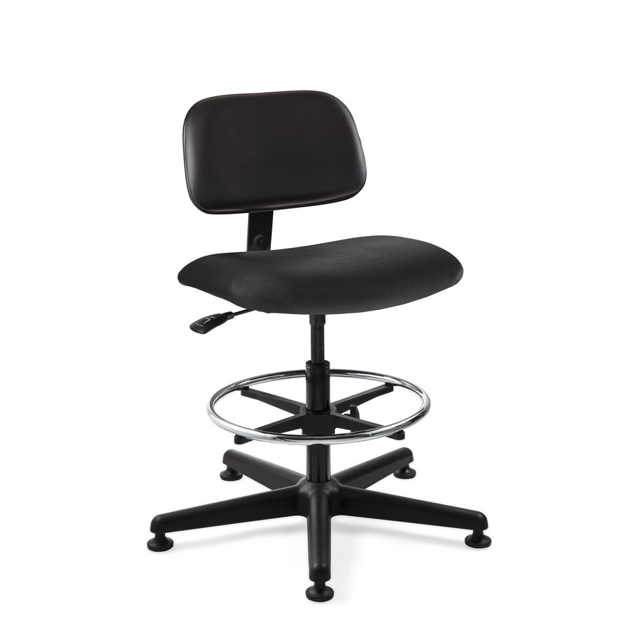 Bevco 4500-V Vinyl Chair, Non-Tilt, Black Nylon Base, Adj Chrome Footring, Mushroom Glides, Adj., 22.5"-32.5"