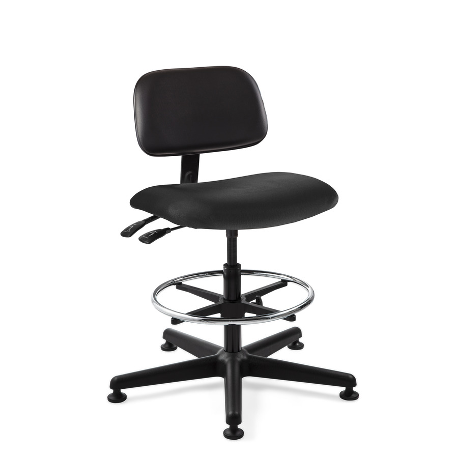 Bevco 4501-V-BLK Vinyl Chair, Black Nylon Base, Chrome Footring, Mushroom Glides, Adj. 22.5"-32.5", Westmound Series