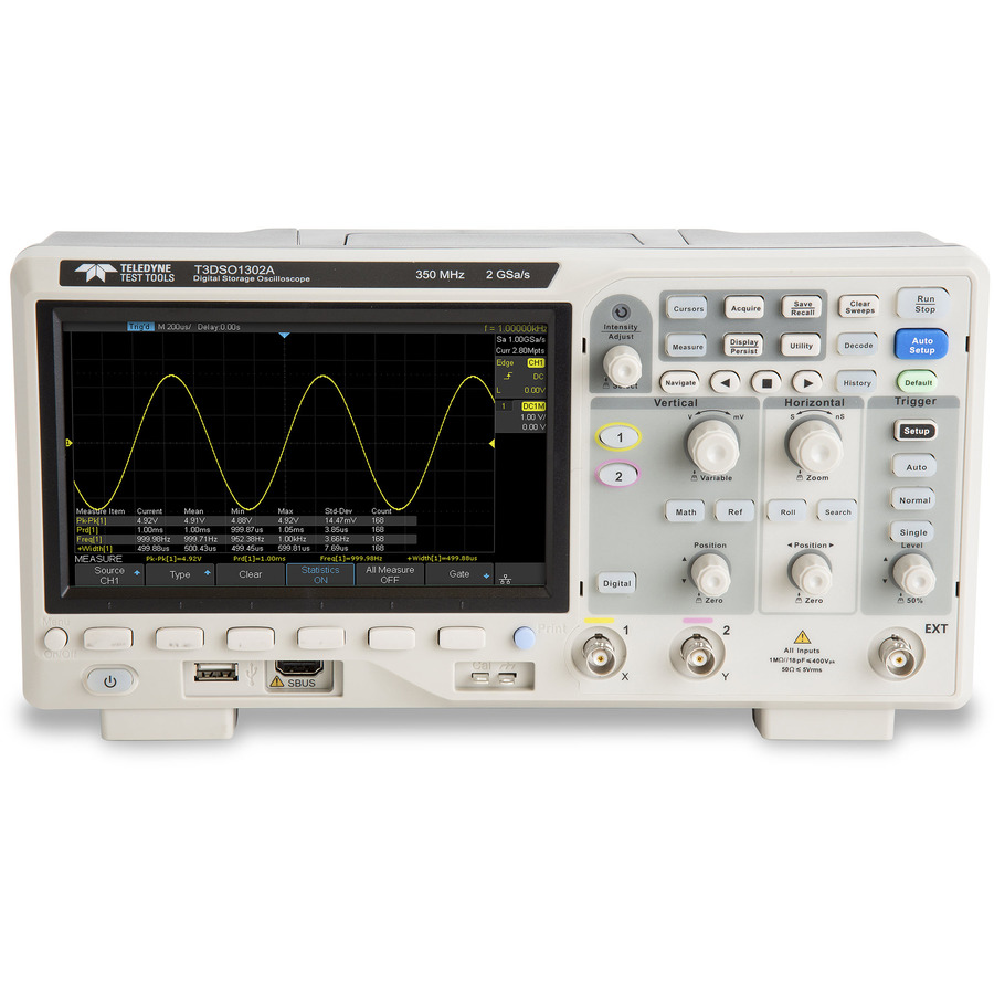 Teledyne LeCroy T3DSO1102 Digital Oscilloscope, 100 MHz, 2 Channel, 1 GS/s, 7Mpts, 1000 Series