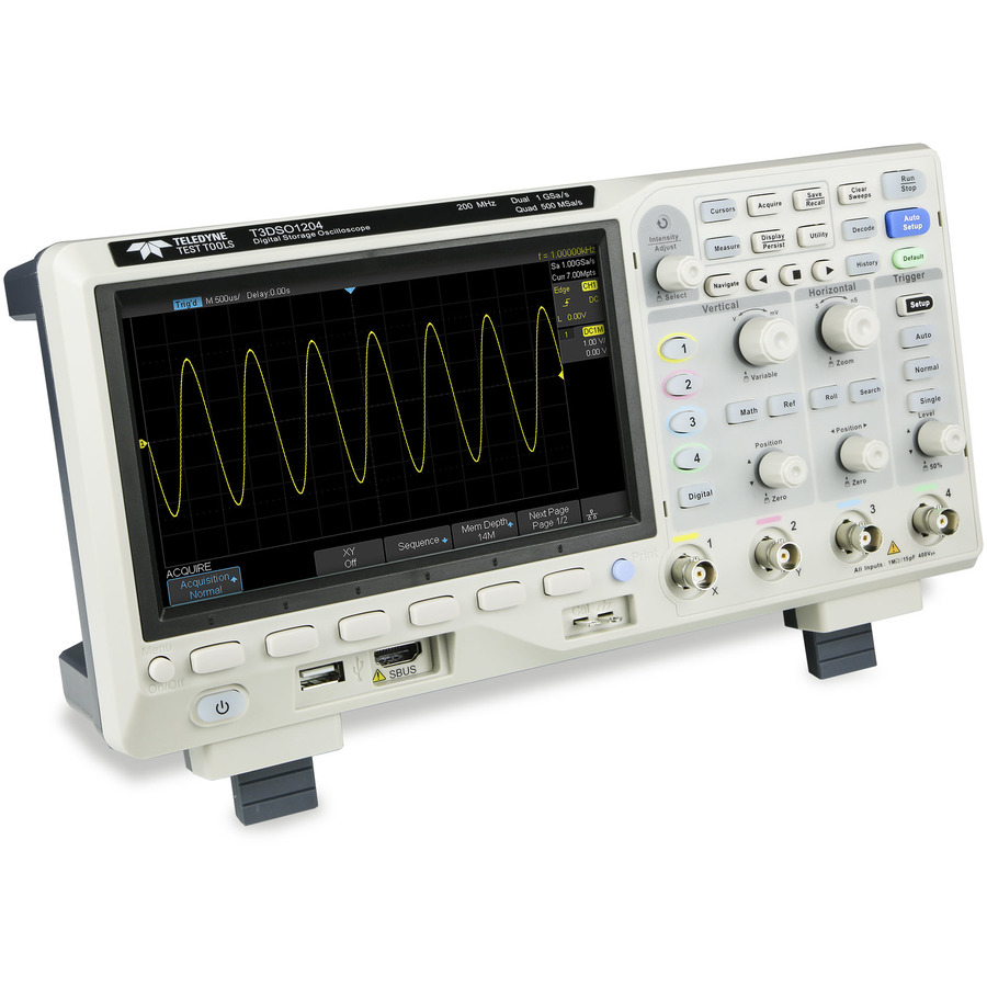 Teledyne LeCroy T3DSO1104 Digital Oscilloscope, 100 MHz, 4 Channel, 1 GS/s, 7Mpts, 1000 Series