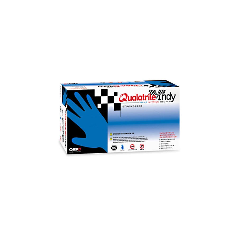 QRP BQY09M Nitrile Gloves, Qualatrile Indy, Powder-Free, Blue, Medium, 100/Box