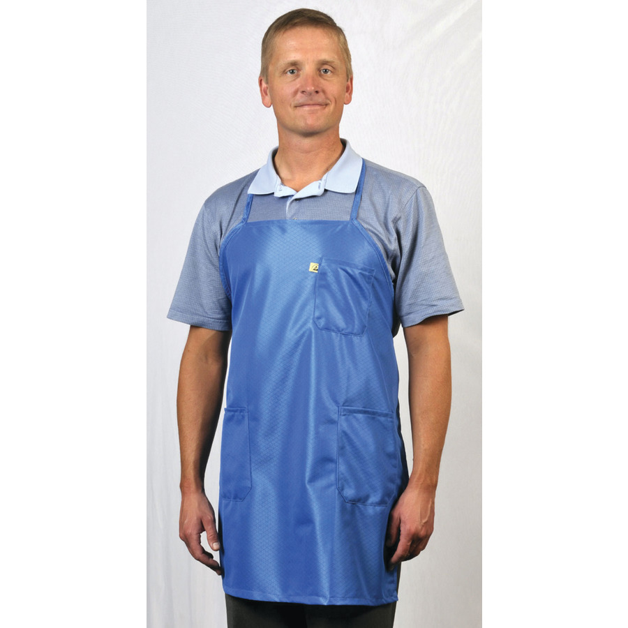 Tech Wear BEA-43 Blue Static Shielding BBQ-Style Apron with 3 Pockets