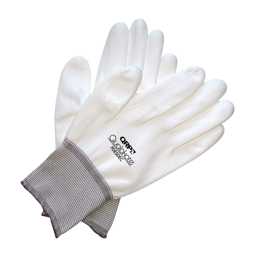 QRP PDESDEC Gloves, Qualakote ESD-Safe Economy Inspection, White, Large, 10 Bags/Case