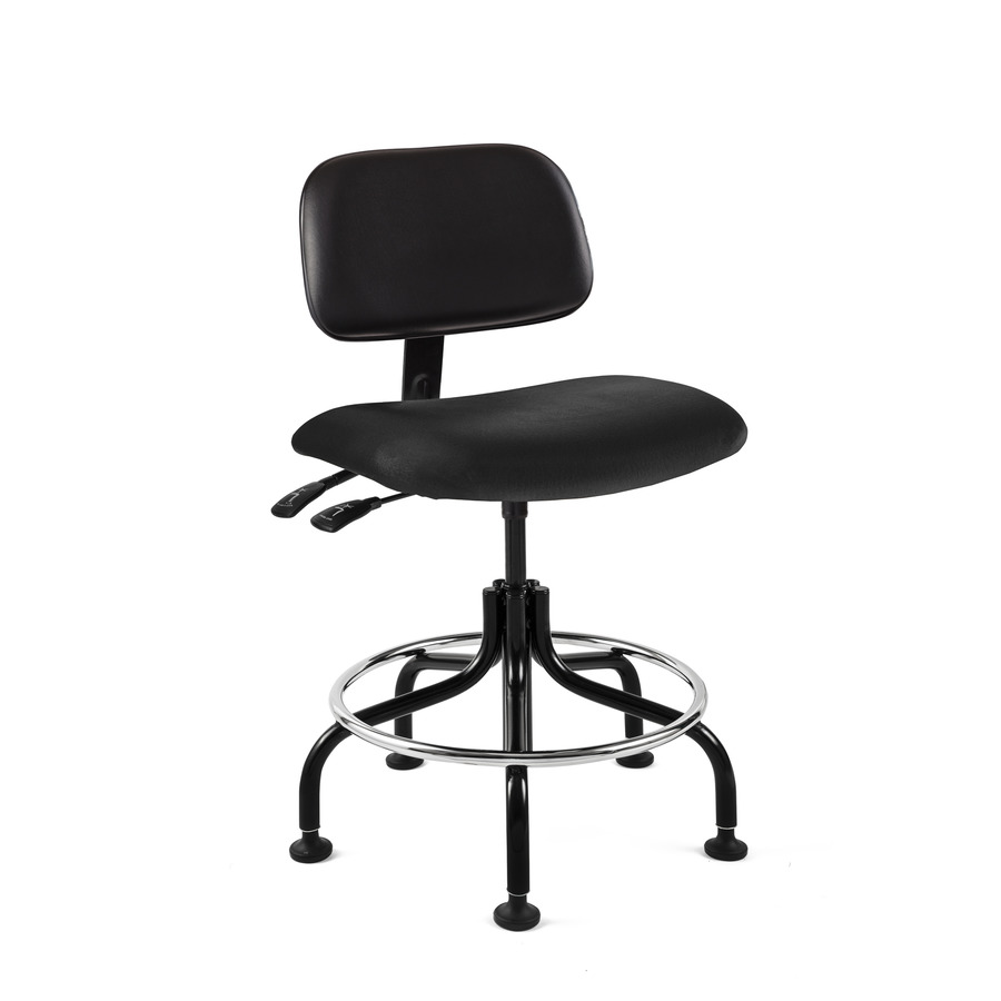 Bevco 4601-V-BLK Vinyl Chair, Tubular Steel Base, Welded Footring, Mushroom Glides, Adj. 25"-30", Westmound Series