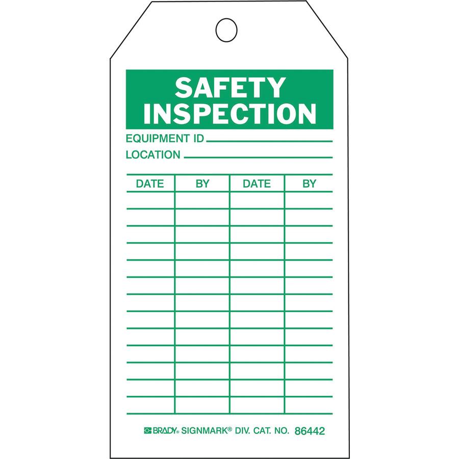 Brady 86666 Safety Inspection Tags 100/pkg