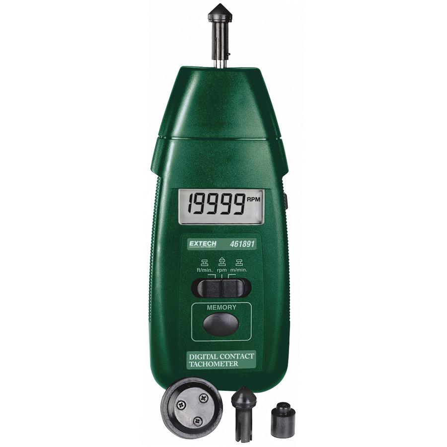 Extech 461891 Contact Tachometer, High Precision, RPM/Linear Surface Speed, Last/MAX/MIN, NIST