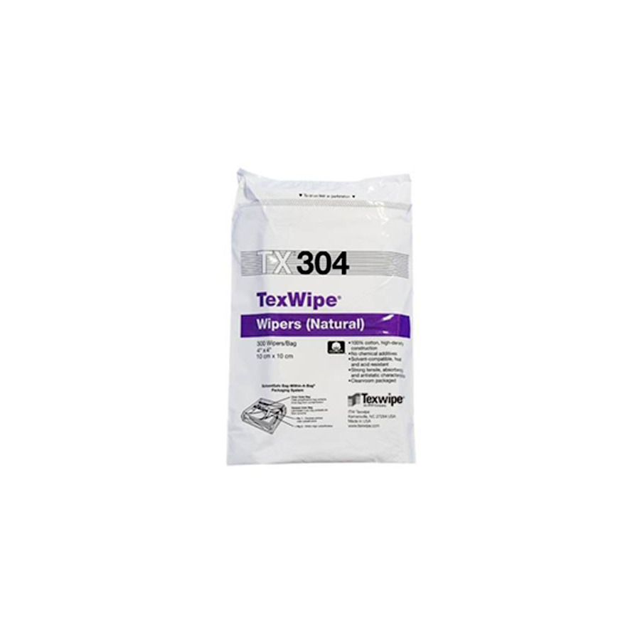 ITW Texwipe TX304-EACH Cleanroom Wipes, Lint Free Cotton, 4"x4", 300/Bag