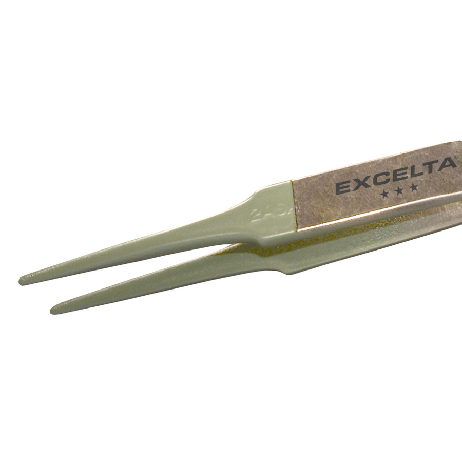 Excelta 2ASATC3.00 Tweezers, Flat Round Noses Teflon Coated