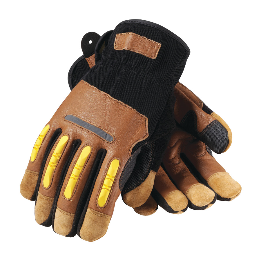 PIP 120-4100/M Kevlar Gloves, Maximum Safety Journeyman, Brown/Black/Yellow, Medium, Pair