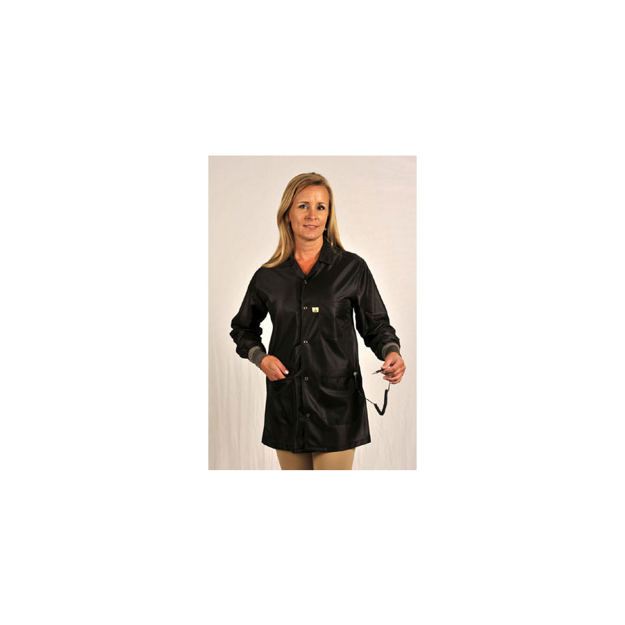 Tech Wear LOJ-93C Groundable Anti-Static Unisex Jacket with Knit Cuffs, Black, 2X-Large