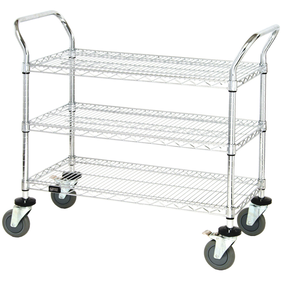 Quantum Storage Systems WRC-2436-3CO ESD-Safe 3-Shelf Utility Cart, 24" W x 36" L x 37-1/2" H