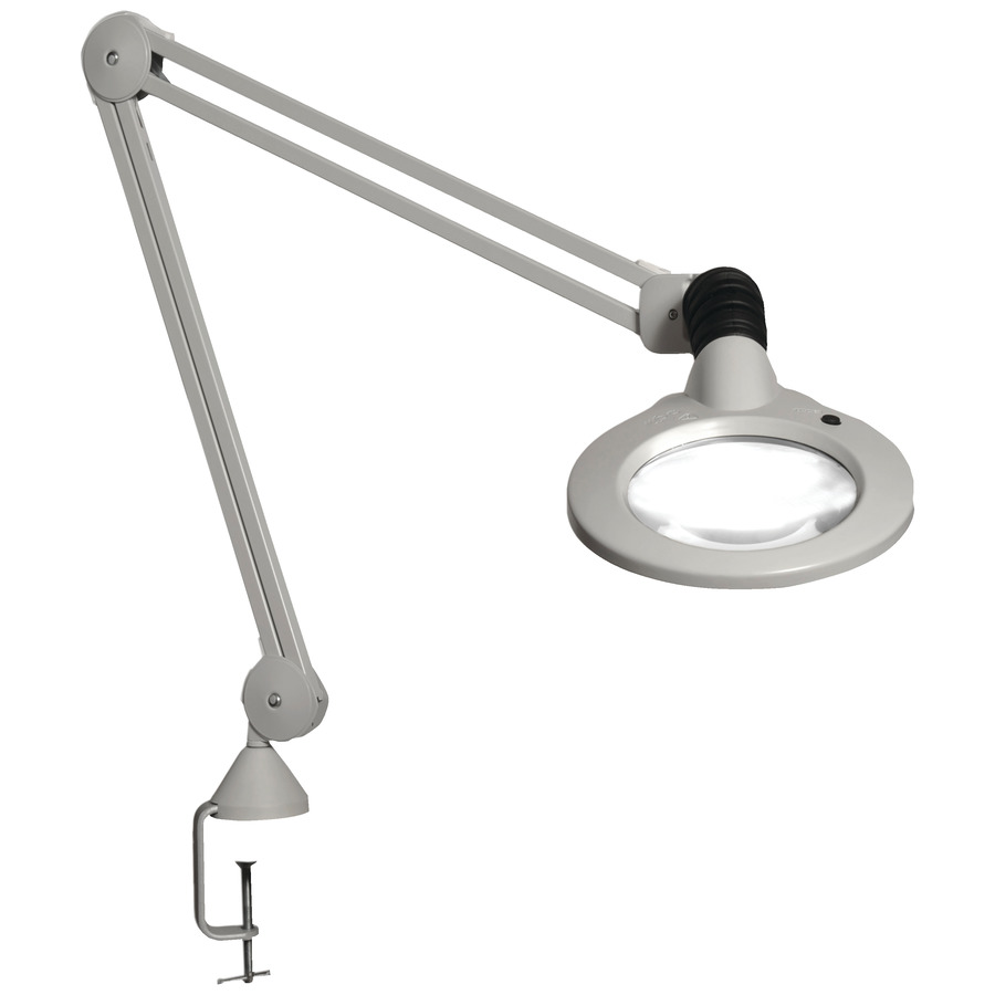 Vision-Luxo KFL026029 Gray KFM LED Magnifier, 30" Arm, 5-Diopter Lens, Edge Clamp