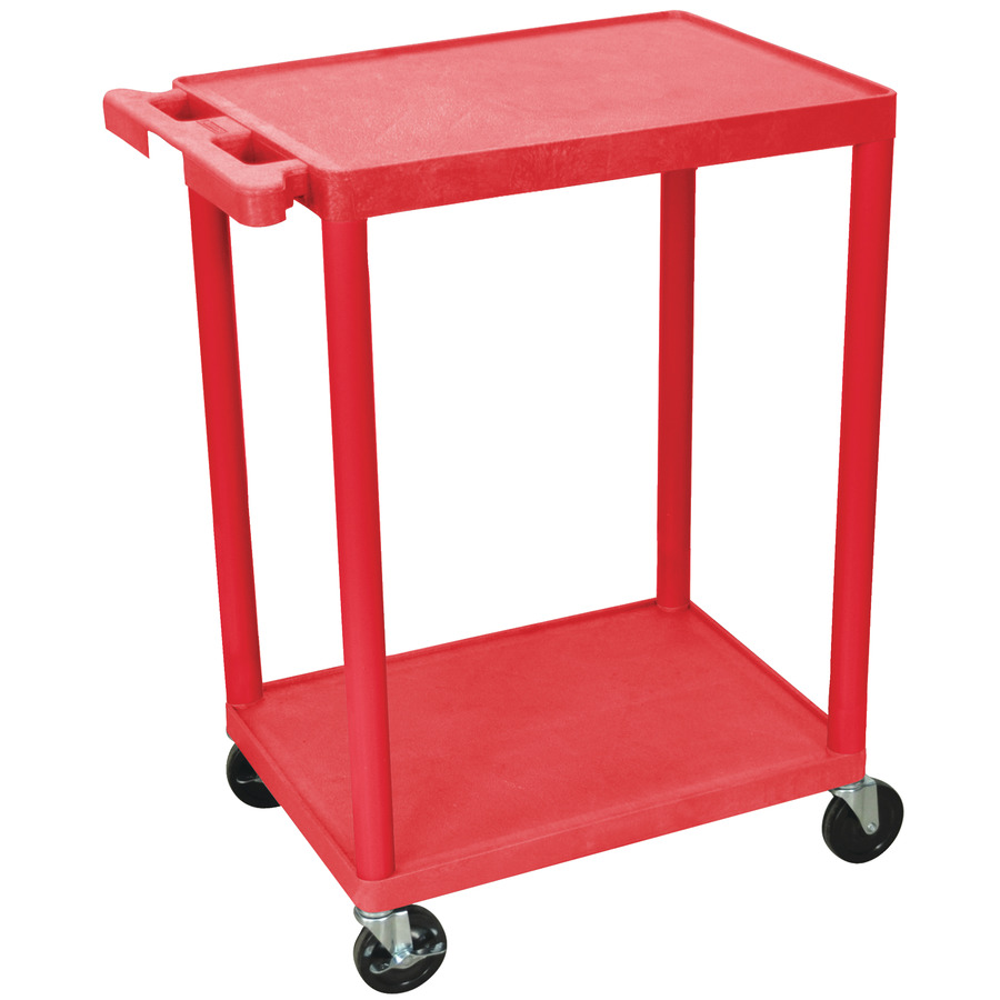 Luxor HE32-RD Utility Cart, 2 Shelf, Structural Foam Plastic, 18" x 24" x 34", Red