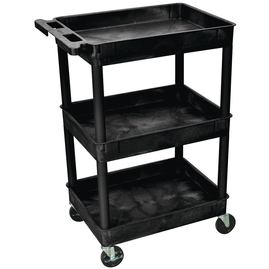 Luxor STC111-B Utility Tub Cart, 3 Shelf, 18"x24"x36.5", Black