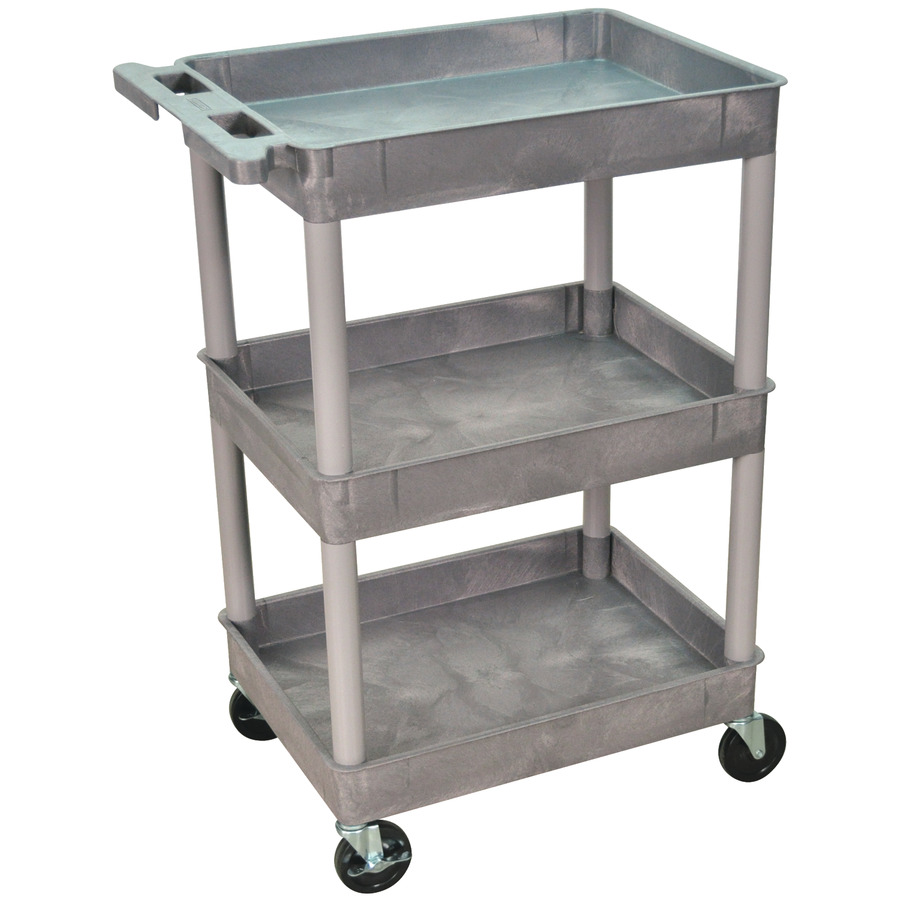 Luxor STC111-G Utility Tub Cart, 3 Shelf, 18"x24"x36.5", Gray