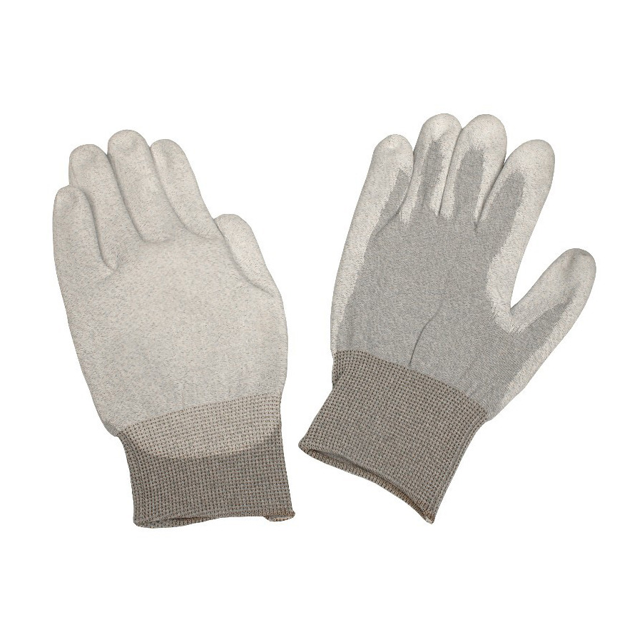 Desco 68127 Dissipative Gloves, ESD-Safe, Foamed Polyurethane Coating, Gray, Large, Pair