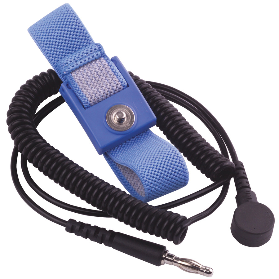 Transforming Technologies WB1643 Wrist Strap with 4mm Snap, Alligator Clip and 12' Cord