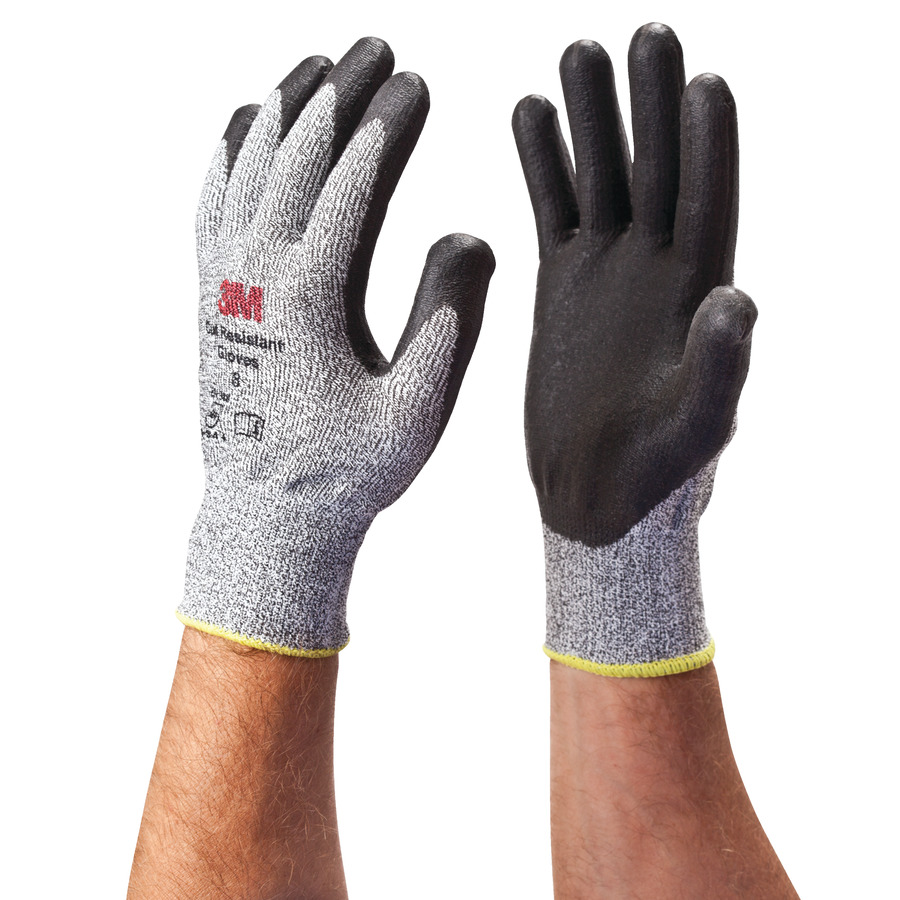 3M CGL-CR Gloves, Comfort Grip Cut Resistant, Gray/Black, Large, Pair