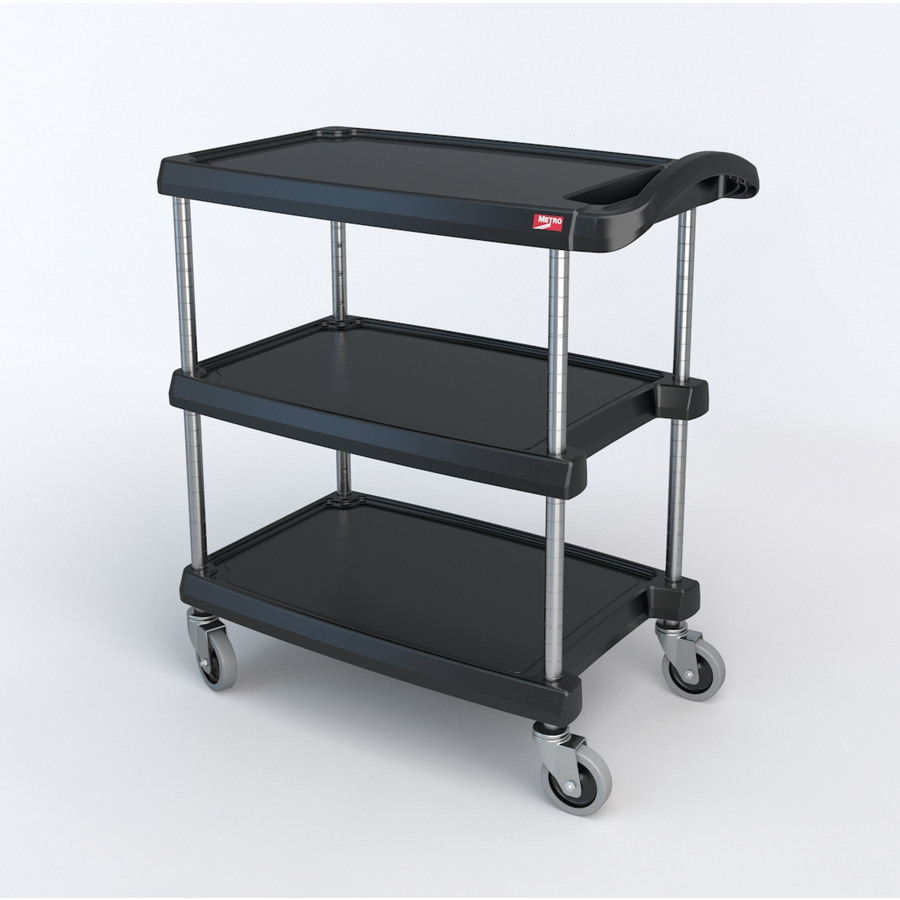 Metro MY2030-34BL myCart Polymer Utility Cart, 3-Shelf, Black, 20 x 30"