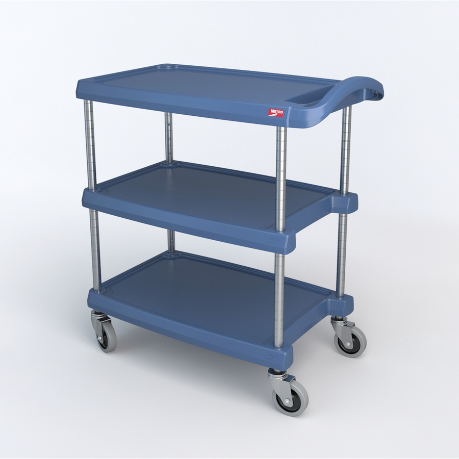 Metro MY1627-34BU myCart Polymer Utility Cart, 3-Shelf, Blue with Microban, 16 x 27"