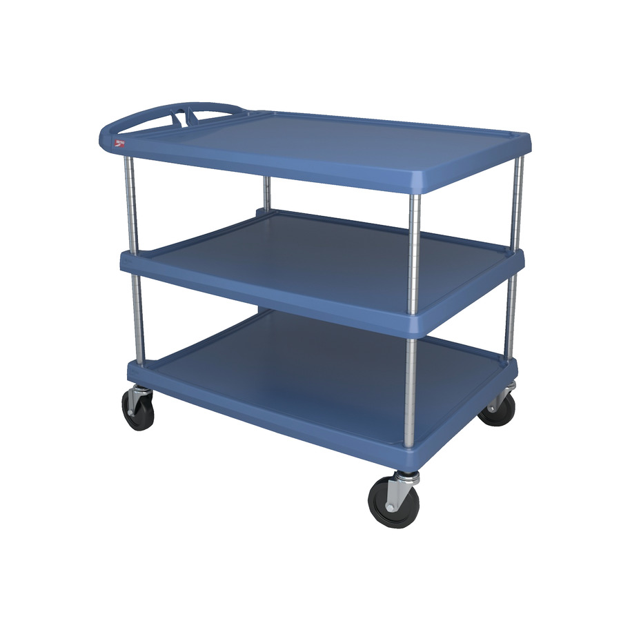 Metro MY2636-34BU myCart Polymer Utility Cart, 3-Shelf, Blue with Microban, 26 x 36"