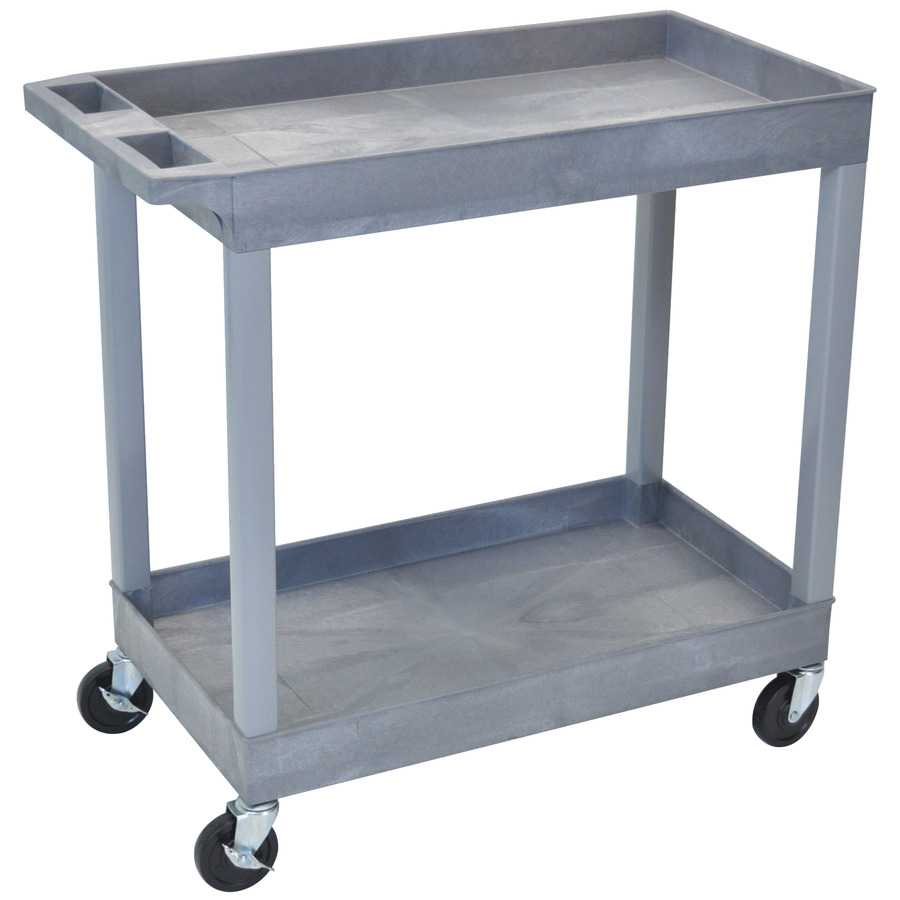 Luxor EC11-G Utility Cart, 2 Shelf, 35.25"Wx18" Dx34.25"H, Gray