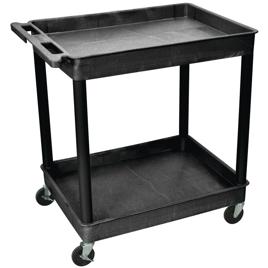 Luxor TC11-B Utility Tub Cart, 2 Shelf, Large, 32"Wx24"Dx37.5"H, Black