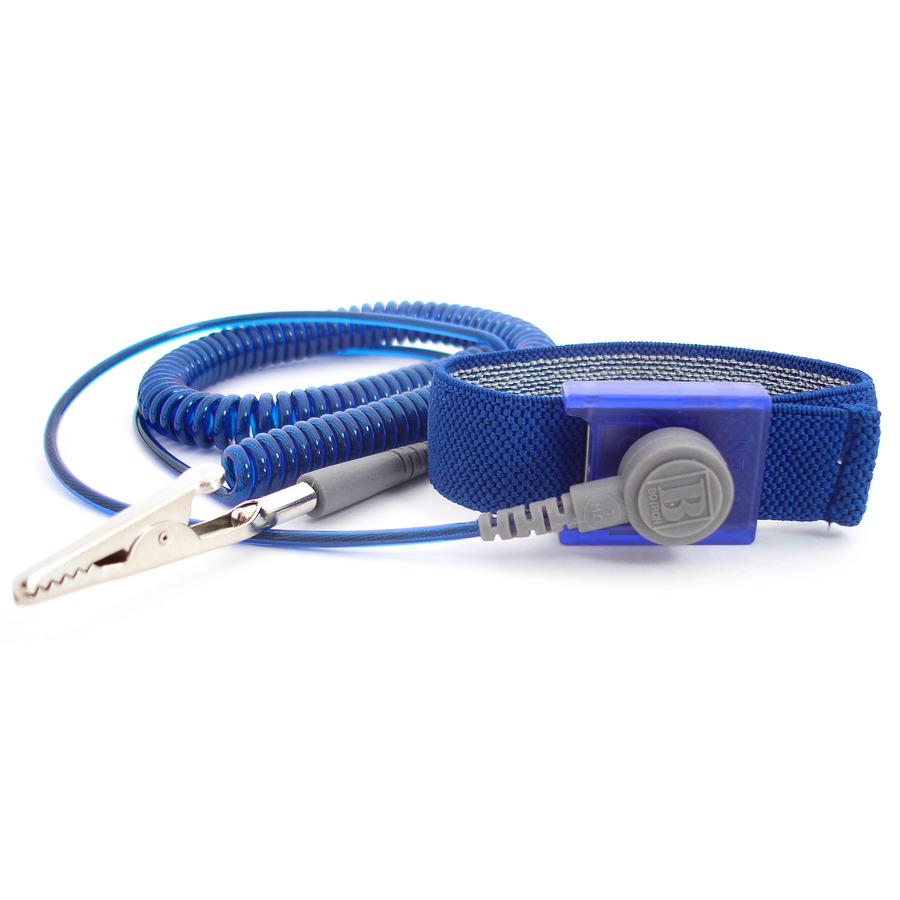 Botron B9988 Superior Blue Wrist Strap with 1/8" Snap and 12' Cord