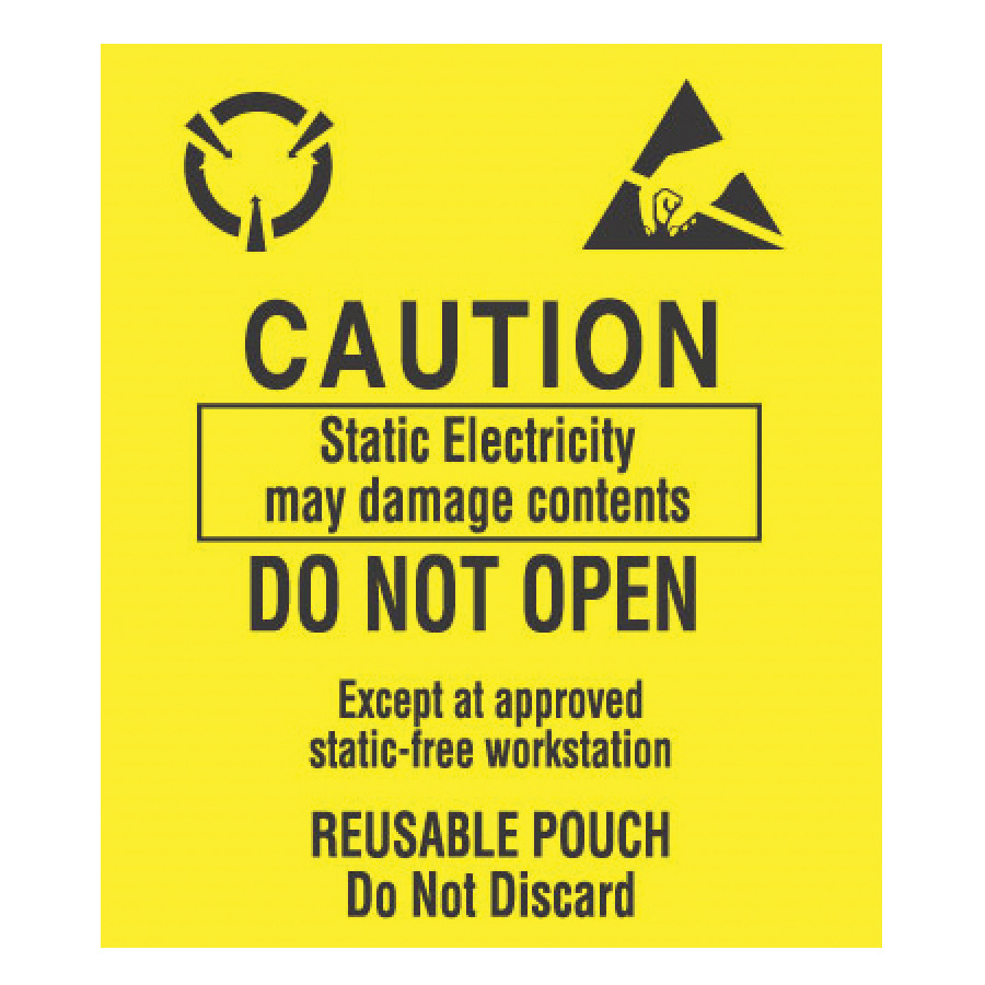 Transforming Technologies LB9160 Caution Static May Damage Content Labels, 3-1/2" x 3", 500/Roll