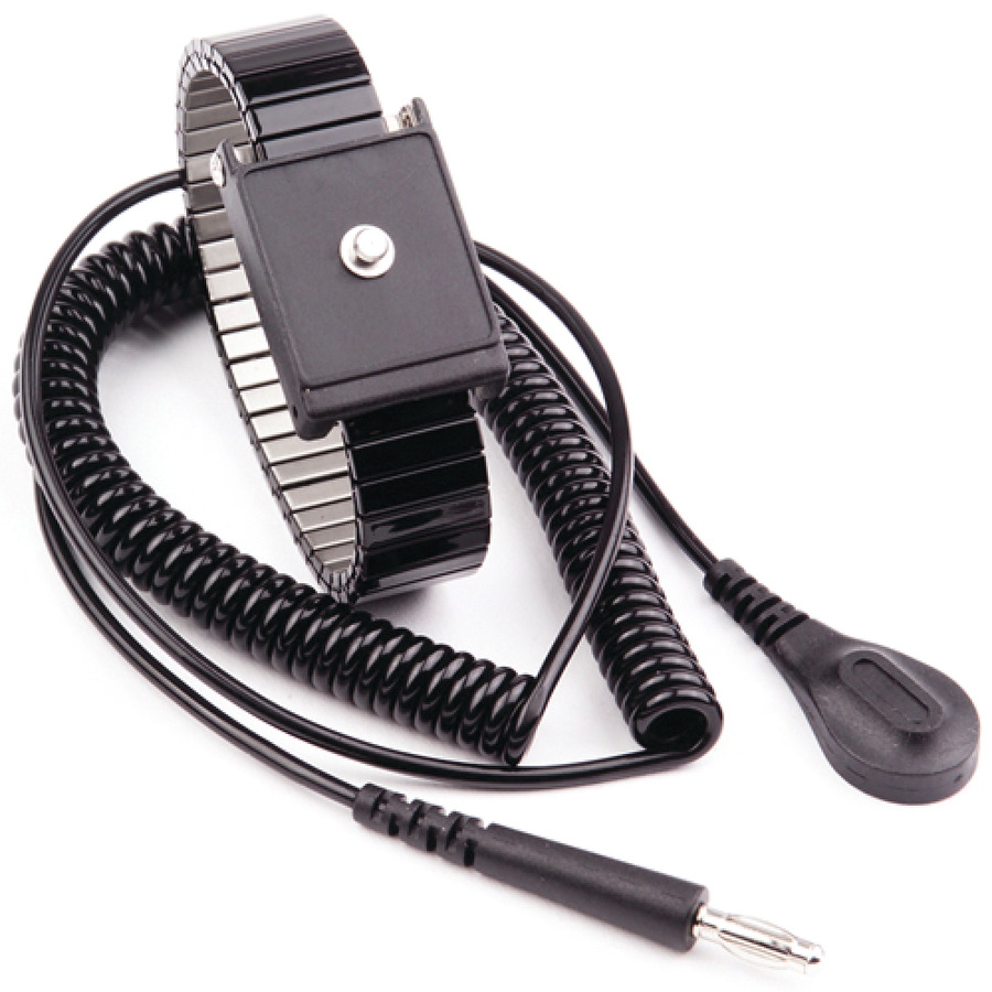 Transforming Technologies WB6037 Metal Wrist Strap with 4mm Snap, Alligator Clip and 6' Cord